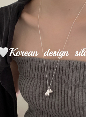 韩版日系ins风设计饰品S925纯银 大小水滴项链个性小众高级感