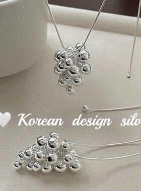 韩国ins气质秋冬新款小众设计 S925纯银重工长款葡萄可调节毛衣链