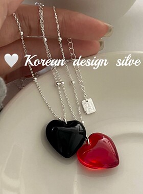 2o24新款韩版ins博主同款锁骨链 S925纯银简约爱心项链女叠戴百搭