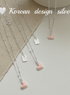 韩国东大门ins风银饰品 S925纯银不规则女白贝母爱心项链可爱