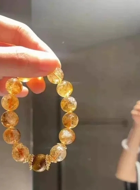 新款网红古风招财黄塔晶色虎眼石手链小众精致感叠戴闺蜜礼物