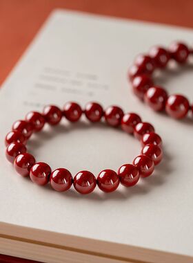 帝王砂朱砂手链本命年红朱砂手串男女款低含量朱砂红色手链礼物