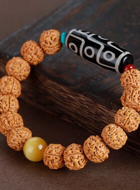 金刚菩提子九眼天珠手串天然虎眼石转运珠男女士款佛珠手链盘文玩