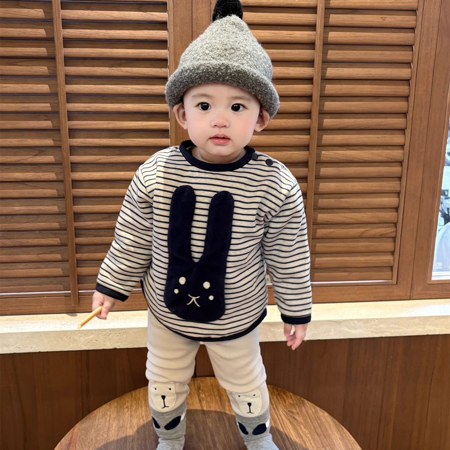 男宝宝洋气时髦冬装套装超萌韩系婴幼儿加厚卫衣打底裤两件套秋冬,淘宝优惠券,粉丝福利购,淘宝优惠卷