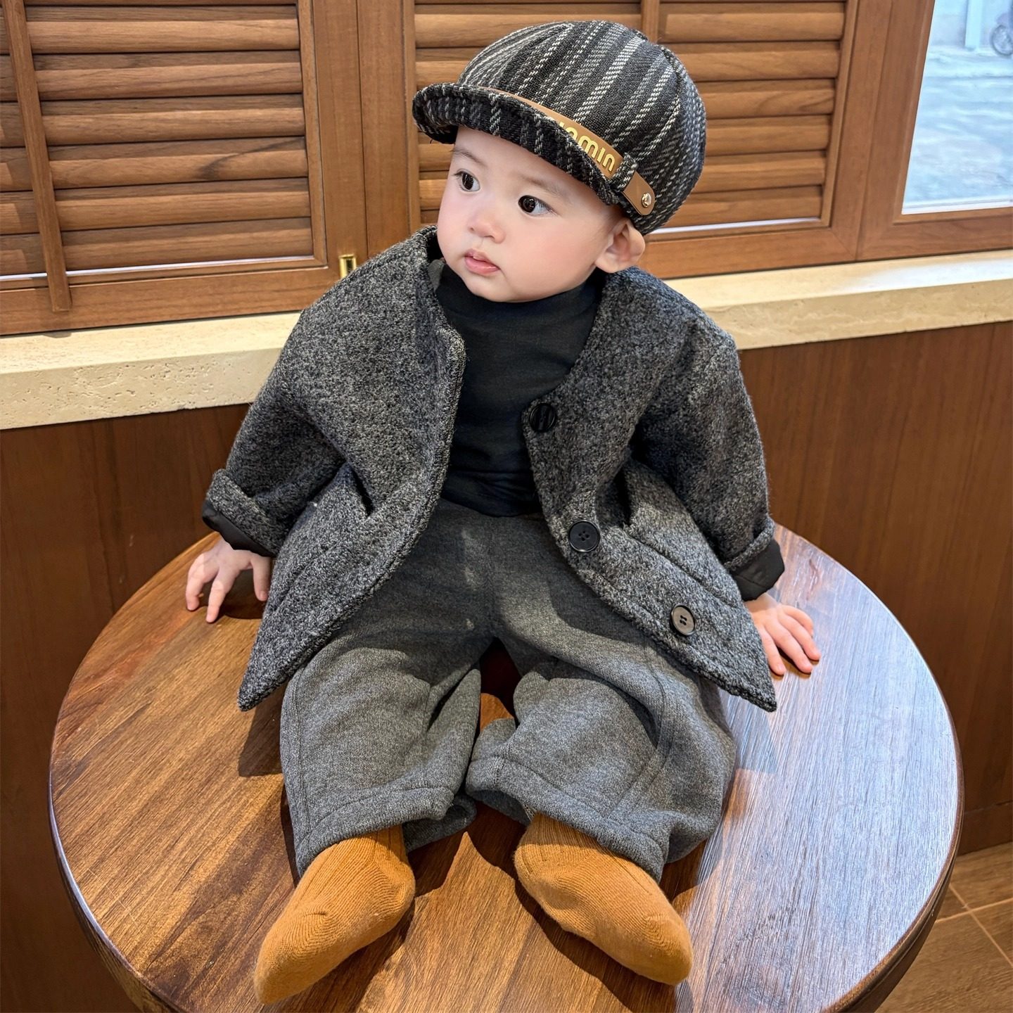 男孩酷帅2025冬装套装时髦洋气男宝夹棉外套百搭打底休闲裤三件套,淘宝优惠券,粉丝福利购,淘宝优惠卷