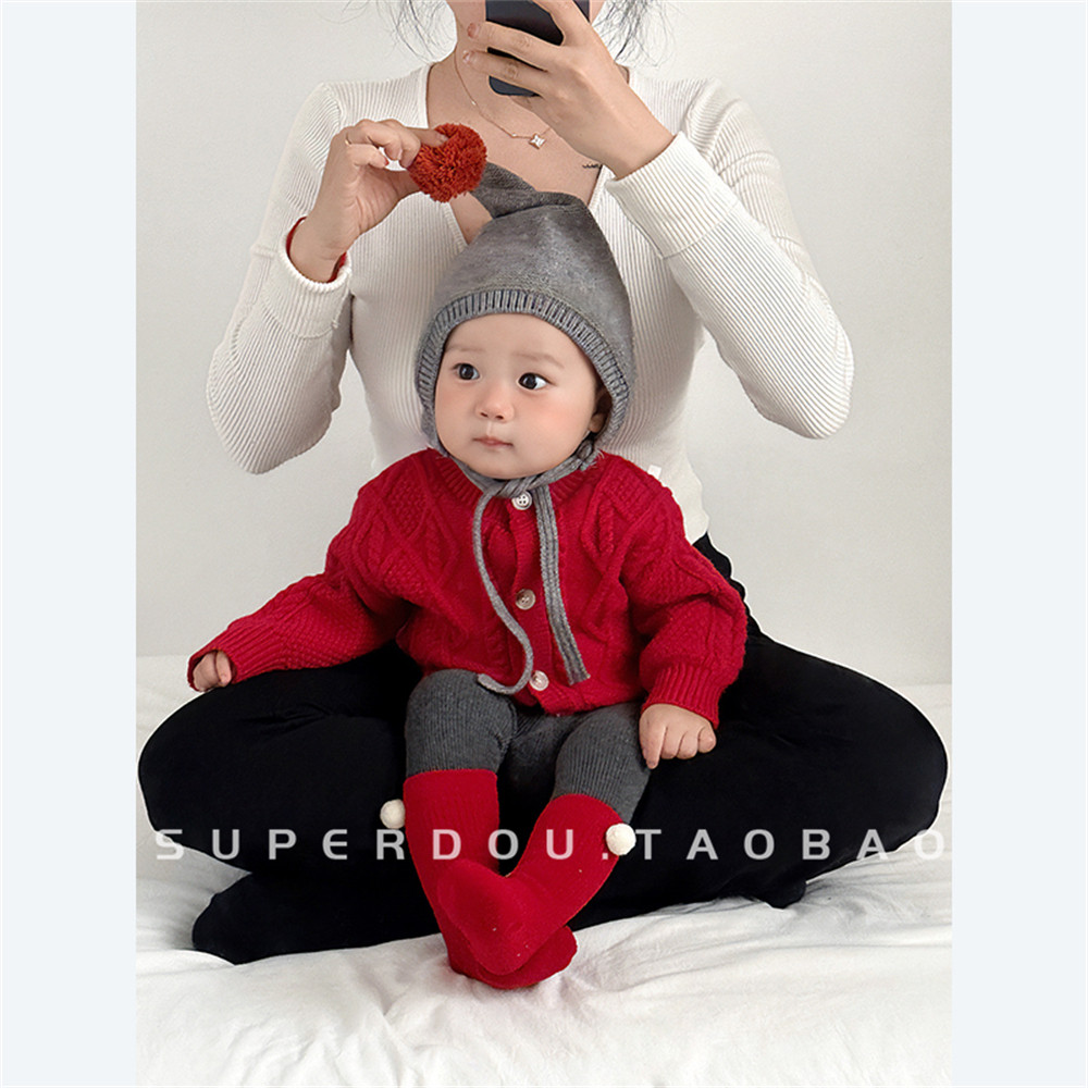 小月龄宝宝春秋衣服婴幼儿洋气小套装春喜庆针织开衫打底裤两件套,淘宝优惠券,粉丝福利购,淘宝优惠卷