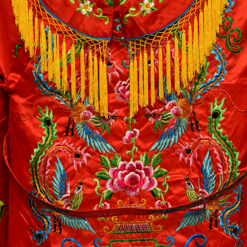 菩萨佛像凤袍披风娘娘服四凤服装刺绣寺庙还愿佛堂绣品娘娘袍红色 - 图1