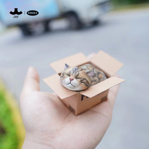 JXKsmall快递猫模型公仔仿真宠物小猫咪蓝猫手办迷你微缩摆件礼物 - 图2