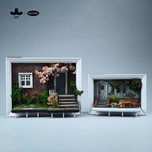 非现货JXK&Home艺术浮雕画框光感夜灯小屋微缩场景模型树脂工艺品 - 图2