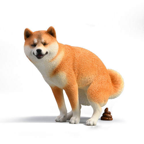 JXK柴犬模型 仿真动物周边车饰手办拉屎小狗汽车载摆件桌面装饰品 - 图3