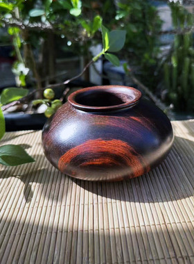 大红酸枝木整木水盂花瓶交趾黄檀红木聚宝盆笔筒摆件工艺礼品实拍