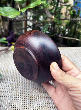 大红酸枝整木雕黑飘红木碗交趾黄檀红木茶具工艺品家居装饰礼品
