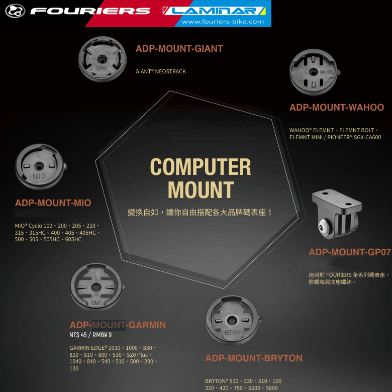 FOURIERS/富律业 ADP-MOUNT-WAHOO...等等多品牌码表塑胶底座 - 图2