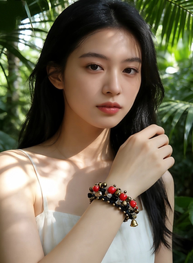 泰国铜铃手链脚链民族风手链表演用手链舞台日常饰品孔雀石手饰