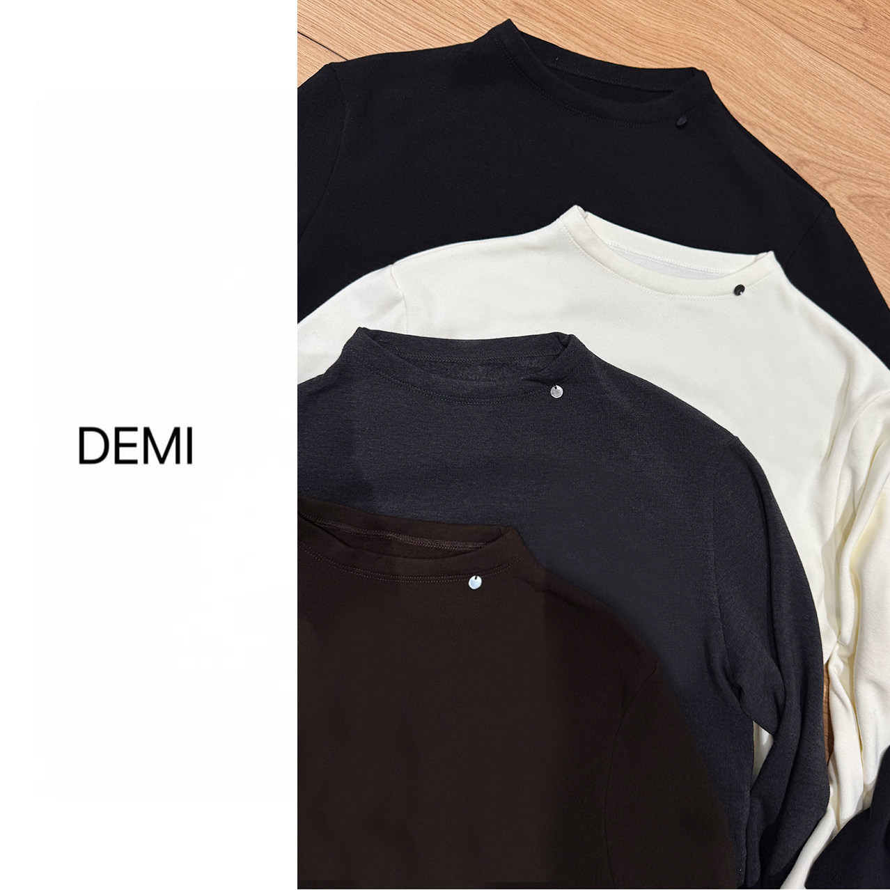 MISS RUILI 定制新款贝壳扣简约长袖T恤气质显瘦上衣打底衫F1283,淘宝优惠券,粉丝福利购,淘宝优惠卷