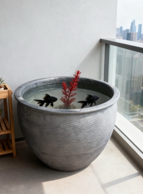 大水缸储水家用陶瓷大号养鱼瓦缸粗陶缸陶土小瓷睡莲盆