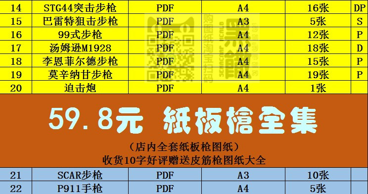 20款手工瓦楞纸板枪图纸diy制作枪模型图纸教程玩具非实体实物-图1