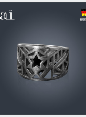 cai复古镂空纯银指环情侣对戒