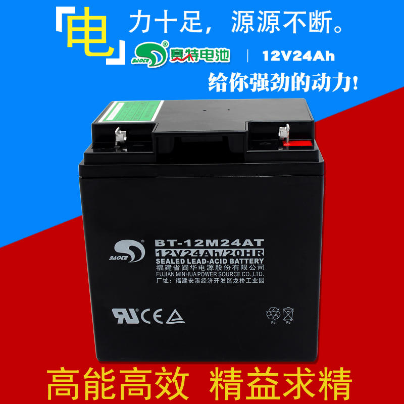 正品赛特蓄电池12V24Ah/20hr BT-12M24AT海湾消防主机12伏电瓶ups - 图2