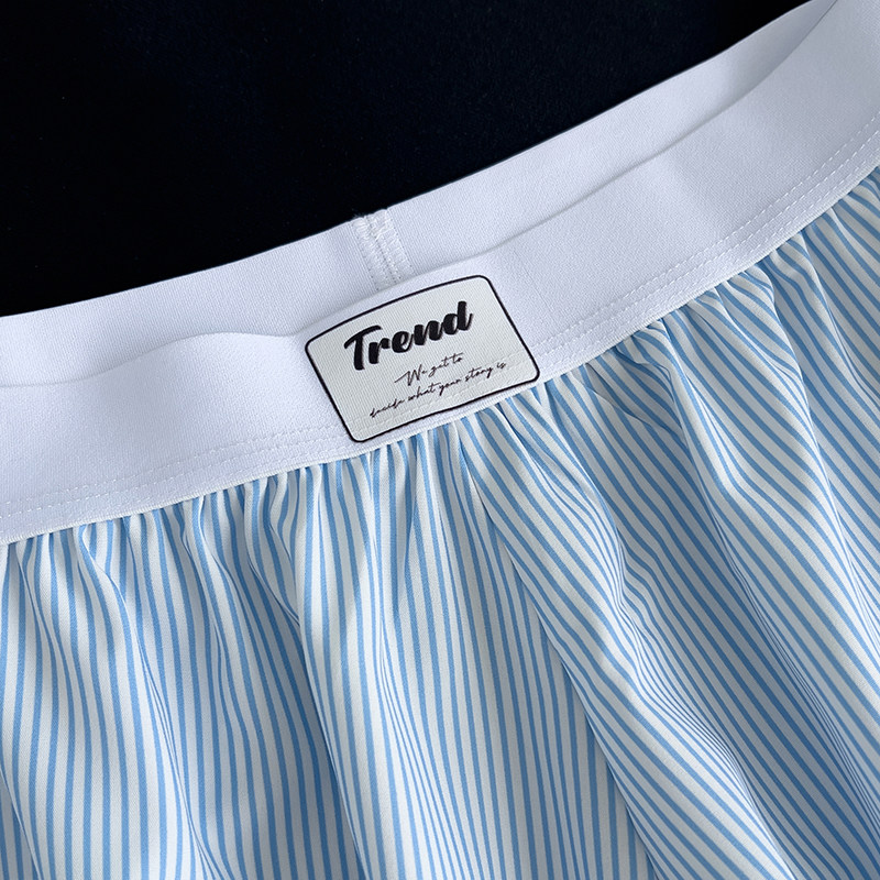 冰丝男士内裤夏季清新条纹格子宽松阿罗裤青少年居家休闲舒适睡裤,淘宝优惠券,粉丝福利购,淘宝优惠卷