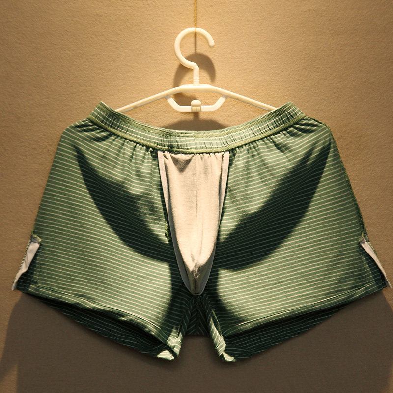 3条宽松男士内裤男纯棉夏季透气平角潮条纹阿罗裤四角短睡裤大码,淘宝优惠券,粉丝福利购,淘宝优惠卷