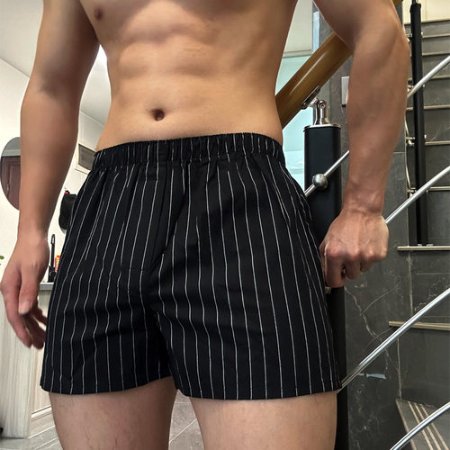 宽松男士内裤男纯棉透气阿罗裤居家休闲平角大裤衩潮运动四角短裤 - 图0