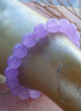 爆款冰种高档紫色玉石紫罗兰手链手串圆珠玉石石英岩饰品礼物精