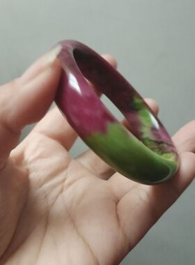 天然红绿宝精雕原石手镯小众轻奢爆款高级玉石手环精品时尚饰品礼