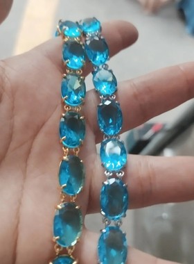 奢华气质宝石手链高级感轻奢蓝色锆石水晶满钻大码珠宝设计手饰女