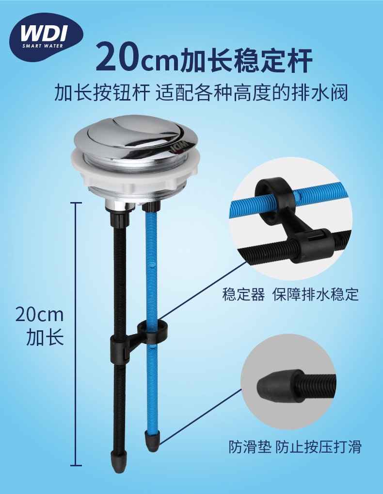 正品威迪亚WDI 马桶座便器配件通用水箱双按键单按两排式冲水按钮 - 图1