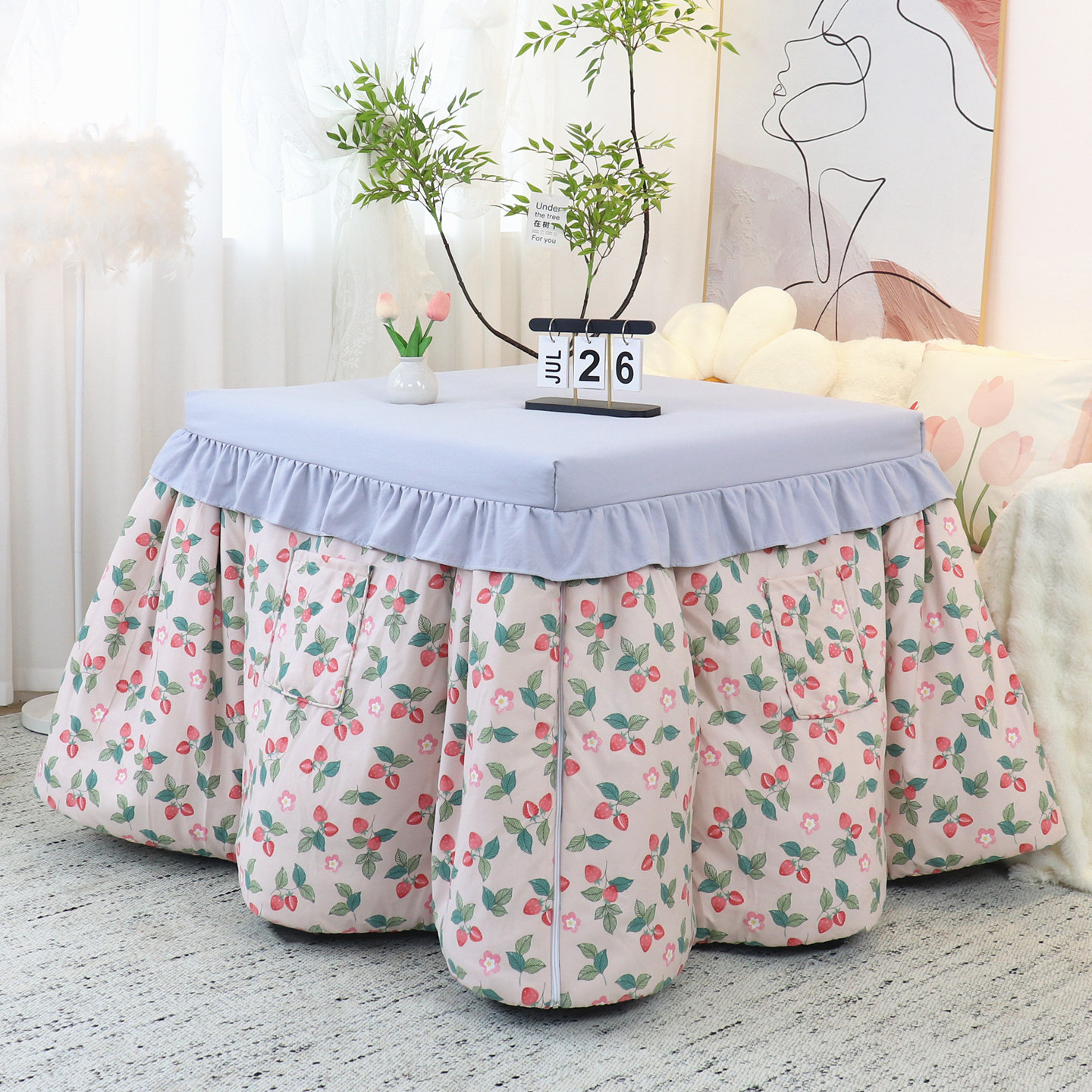 新款加厚烤火被烤火罩电暖桌罩套正方形取暖桌茶几烤火被罩套,淘宝优惠券,粉丝福利购,淘宝优惠卷