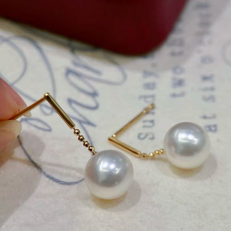 18k金光板7-9mm海水珍珠耳钉配件时尚气质款圆形裸珠diy耳线空托,淘宝优惠券,粉丝福利购,淘宝优惠卷