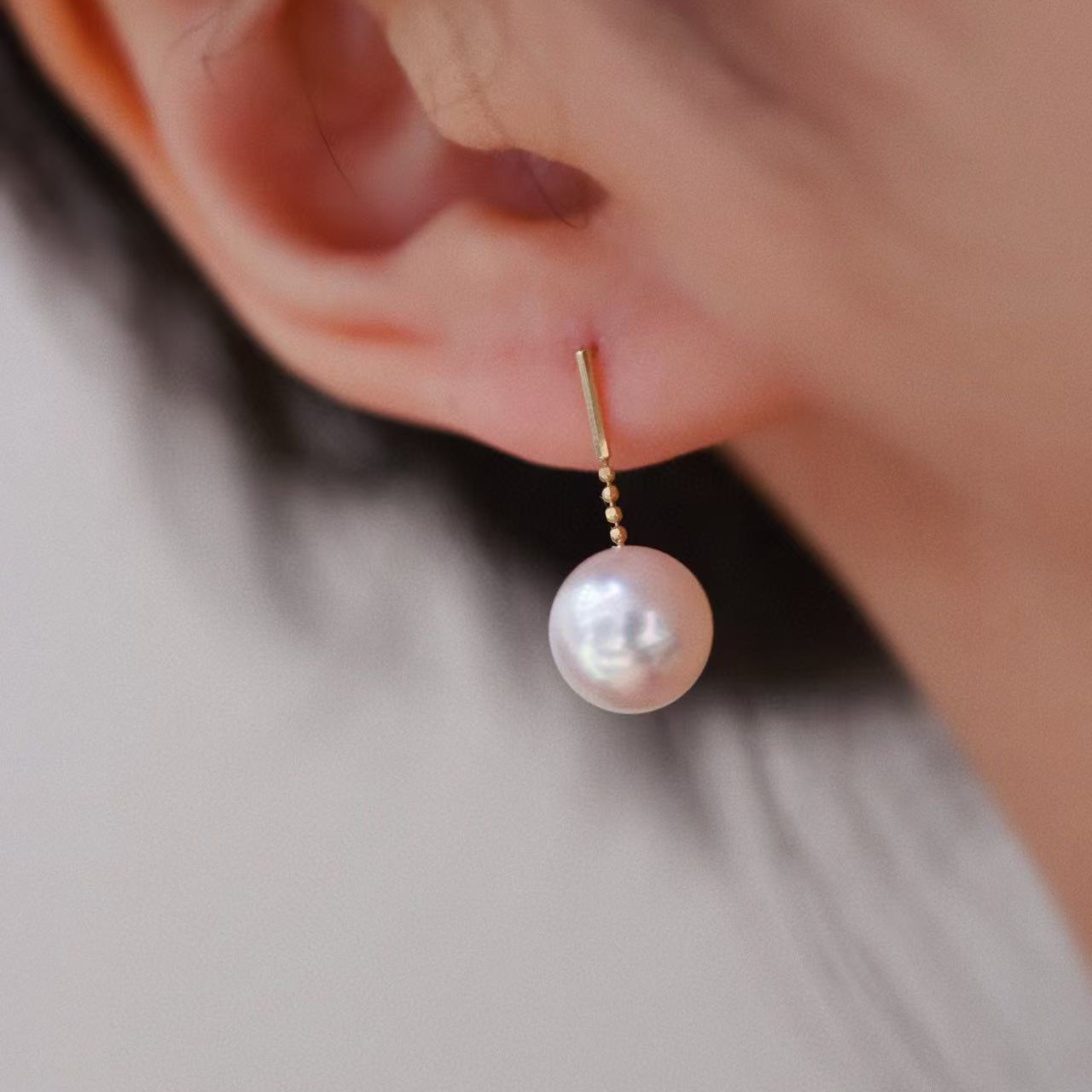 18k金光板7-9mm海水珍珠耳钉配件时尚气质款圆形裸珠diy耳线空托,淘宝优惠券,粉丝福利购,淘宝优惠卷