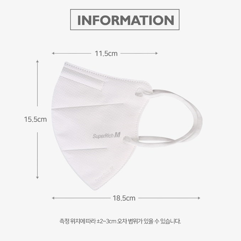SuperRichM进口韩国KF94口罩3D立体防护夏季薄款白色黑色大号成人-图2