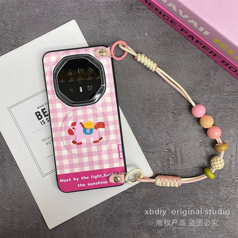 粉毛绒元宝马磁吸支架全包防摔适用于华为mate60非凡大师手机壳mate80pro保护套MATE70RS保时捷高级感外壳,淘宝优惠券,粉丝福利购,淘宝优惠卷