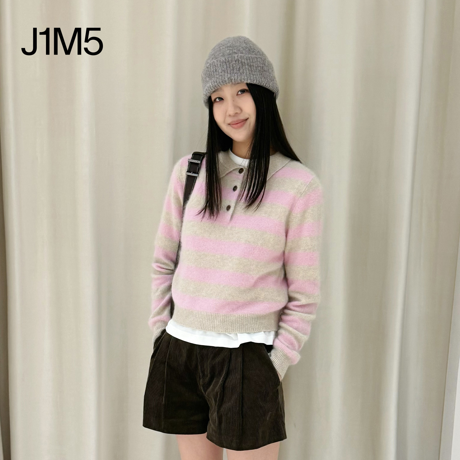 J1M5买手店 IMMI 25秋冬 条纹长毛POLO领针织上衣 设计师品牌 - 图0