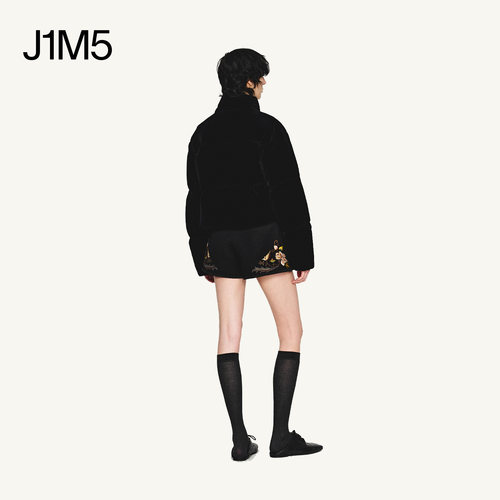 【正品授权】INTO THE EAST 25秋冬 丝绒立领羽绒服/花柄刺绣短裤 - 图3