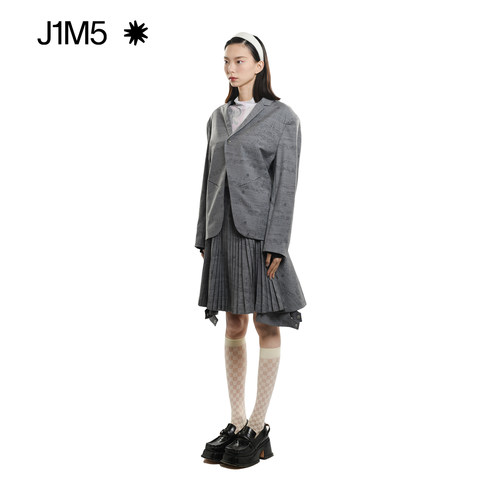 J1M5买手店 MOMONARY 22SS印花袖口针织布西装外套设计师春夏女-图1