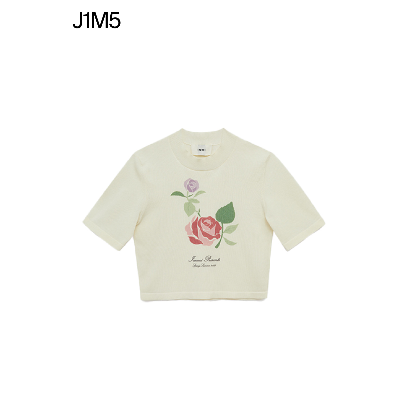 J1M5买手店 IMMI 23春夏新品醋酸棉纱花朵印花短T恤修身短款女 - 图3