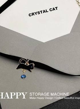 HAPPY原创合金小黑猫颈链