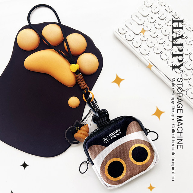 HAPPY ຕົ້ນສະບັບທີ່ຫນ້າຮັກ Siamese cat carry-on bag coin purse portable students portable all-match headphones sundry storage