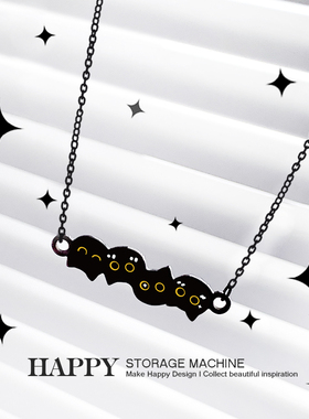 HAPPY原创可爱黑猫颈饰项链