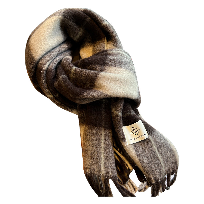 韩国百搭拼色格子仿羊绒围巾美拉德保暖披肩两用加厚长款围脖冬季,淘宝优惠券,粉丝福利购,淘宝优惠卷