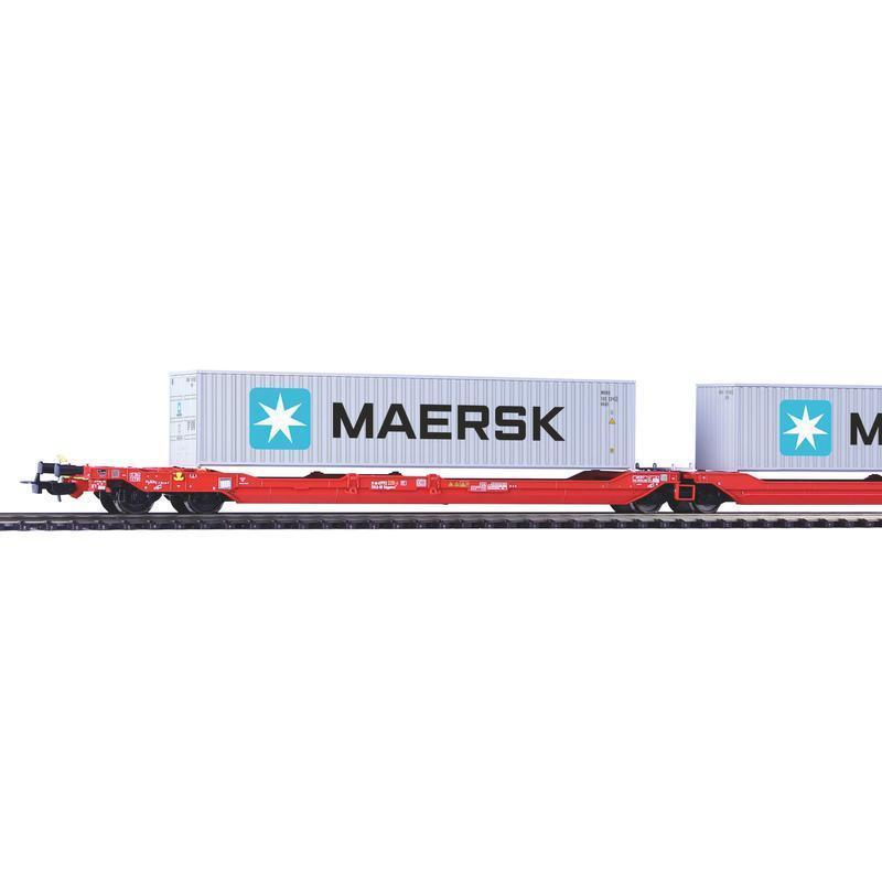 德国PIKO 54775 平板车MAERSK集装箱马士基40尺货柜火车模型1/87 - 图0