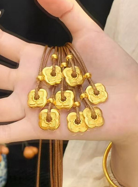 金店同款沙金镂空花吊坠项链配饰女毛衣链长款轻奢小众高级感饰品