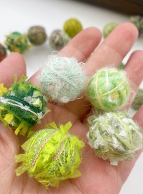 绿小可爱毛线球耳环绕线球泡沫球秋冬款迷你圣诞耳饰DIY辅料配件