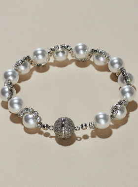 AHCHOO 静奢老钱小香风施家水晶珍珠手环小众高级感满镶闪钻手链