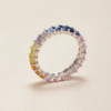 AHCHOO cultured colored gemstone row diamond ring S925 sterling silver gradient color diamond ring female gift index finger ring