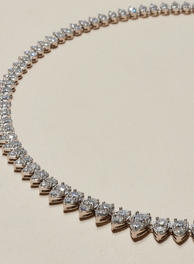 AHCHOO 高奢重工爆闪火彩水滴渐变莫桑钻项链小众网球锁骨链颈链