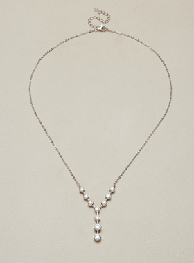 AHCHOO 静奢火彩莫桑石渐变Y型长款气泡项链小众高级S925银锁骨链